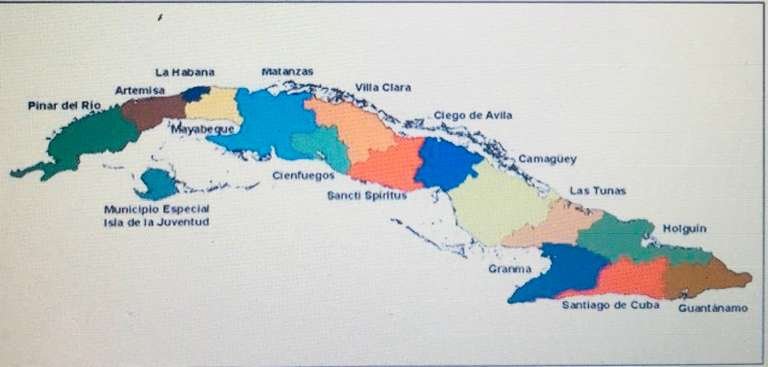 Provincias cubanas en la actualidad.